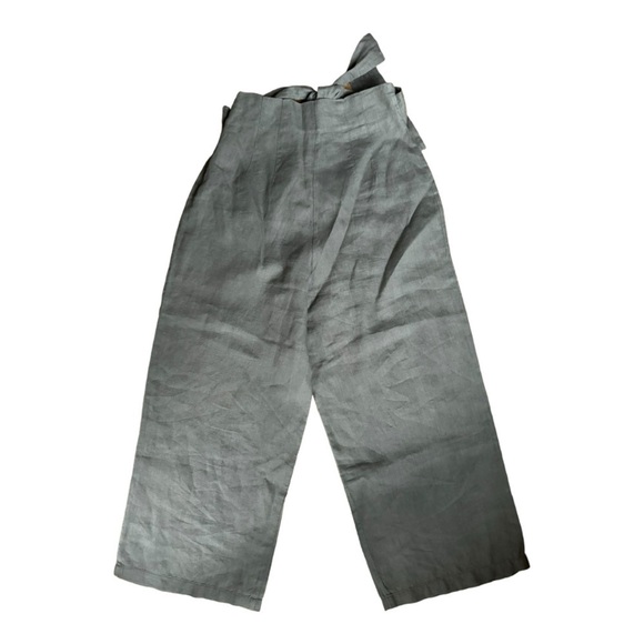 Zara Linen Tie Front Wide Leg Crop Pants Green Size XS - Picture 8 of 8
